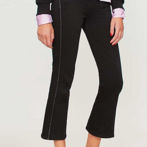 ❤️ J Brand Black Selena Mid-Rise Crop Bootcut Jeans Silver Piped Trim Size 30 - Picture 2 of 9